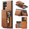 Fierre Shann Oil Wax Vegan Leather Magnetic Card Holder Back Phone Case, For Galaxy S22 Ultra 5G, For Galaxy S22+ 5G, For Galaxy S22 5G  