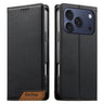 Dierfeng Splicing Strong Magnetic RFID Vegan Leather Phone Case, For iPhone 17e / 16e, For iPhone 17 Pro Max, For iPhone 17 Pro, For iPhone 17  