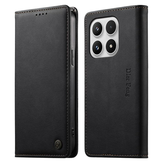 Dierfeng Metal Snap Magnetic RFID Vegan Leather Phone Case, For Xiaomi 17 Max 5G, For Xiaomi 17T Pro 5G, For Xiaomi 17T 5G, For Xiaomi Poco X8 Pro 5G / Redmi Turbo 5 5G  