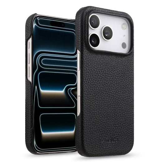 melkco Litchi Texture Magnetic Half Coverage Genuine Leather Phone Case, For iPhone 17, For iPhone Air, For iPhone 16 Pro Max  