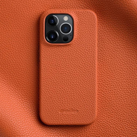 melkco Litchi Texture Magnetic Half Coverage Genuine Leather Phone Case, For iPhone 14 Pro Max  