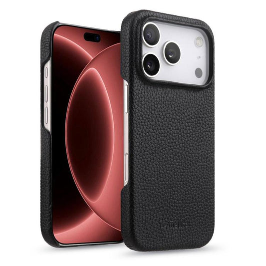 melkco Litchi Texture Magnetic Half Coverage Genuine Leather Phone Case, For iPhone 17e / 16e, For iPhone 17 Pro Max, For iPhone 17 Pro  