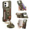 Litchi Texture Card Bag Ring Holder Vegan Leather + PC Phone Case with Shoulder Strap, For iPhone 11, For iPhone 11 Pro, For iPhone X / XS  
