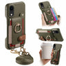 Litchi Texture Card Bag Ring Holder Vegan Leather + PC Phone Case with Shoulder Strap, For iPhone XR, For iPhone XS Max, For iPhone 6 Plus/7 Plus/8 Plus  
