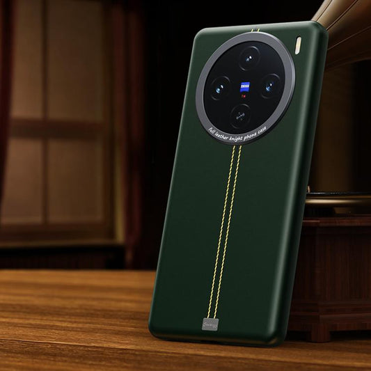 Jazz Series Retro Vegan Leather Textured Metal Frame Magnetic Phone Case, For vivo X200, For vivo X200 Pro mini, For vivo X200 Pro, For vivo X100s  