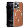 Electroplated Frame Vegan Leather Magnetic Shockproof Phone Case, For iPhone 12 Pro  