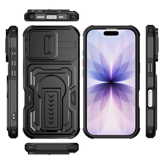 Slid Camera Shield Invisible Holder PC Hybrid TPU Phone Case, For iPhone 17e / 16e, For iPhone 17 Pro Max, For iPhone 17 Pro, For iPhone 17  