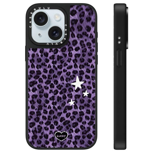 Stars Leopard Series Pattern Mirror Phone Case, For iPhone 15 Plus, For iPhone 15  