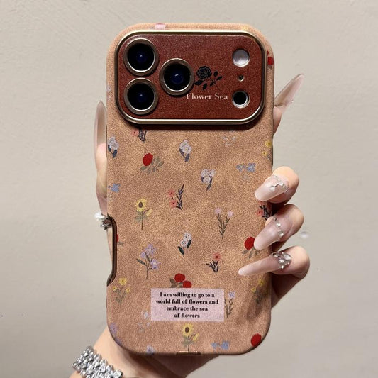 Large Window Desert Gold Small Floral Soft TPU Phone Case, For iPhone 17 Pro Max, For iPhone 17 Pro, For iPhone 17, For iPhone Air, For iPhone 16 Pro Max, For iPhone 16 Pro, For iPhone 16 Plus, For iPhone 16  