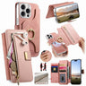 Precision Hole Silver-Edged Ring RFID Blocking Zipper Wallet Magnetic Vegan Leather Phone Case, For iPhone 15 Pro, For iPhone 15 Plus, For iPhone 15  