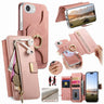 Precision Hole Silver-Edged Ring RFID Blocking Zipper Wallet Magnetic Vegan Leather Phone Case, For iPhone 16 Plus, For iPhone 16, For iPhone 15 Pro Max  