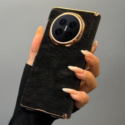 Horsehair Pattern Double Axis Vegan Leather Shockproof Phone Case, For Huawei Mate X7, For Huawei Mate X6, For Huawei Mate X5  