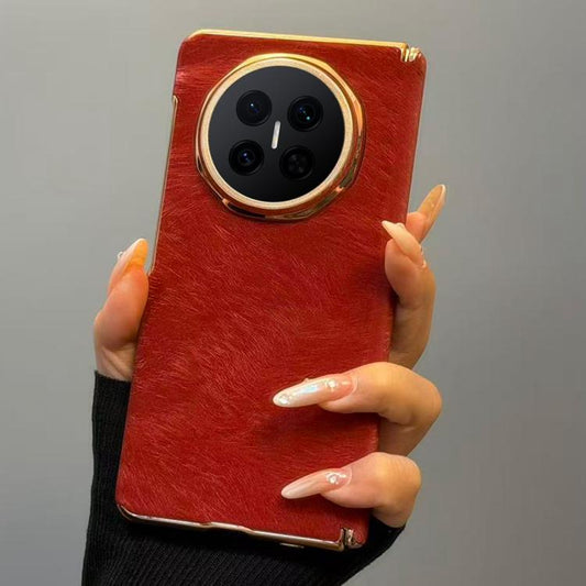 Horsehair Pattern Double Axis Vegan Leather Shockproof Phone Case, For Huawei Mate X7, For Huawei Mate X6, For Huawei Mate X5  