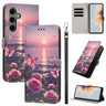 Painted Pattern Vegan Leather Phone Case with Strap, For Galaxy S24+ 5G / S25+ 5G, For Galaxy S25 Ultra 5G, For Galaxy S24 FE 5G  