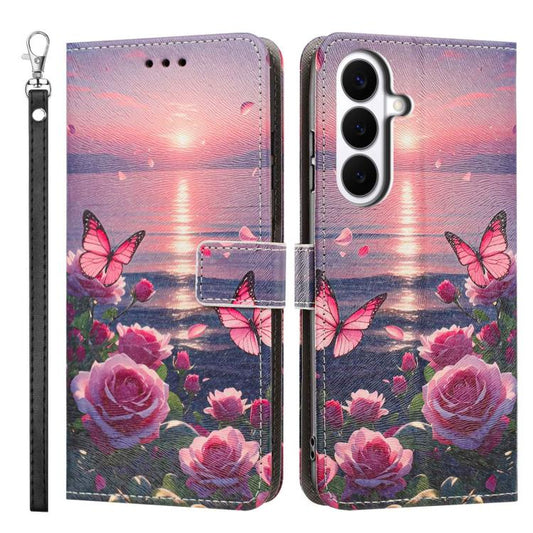 Painted Pattern Vegan Leather Phone Case with Strap, For Galaxy S26+ 5G, For Galaxy S26 Ultra 5G, For Galaxy S26 5G  