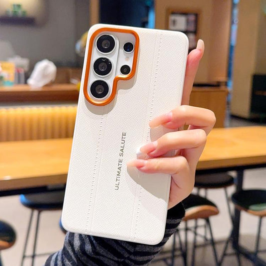 Metal Camera Lens Frame Buttons Vegan Leather Phone Case, For Galaxy S25 Ultra 5G, For Galaxy S24 Ultra 5G, For Galaxy S24+ 5G, For Galaxy S24 5G  