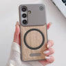 Wood Grain Magnetic PC Shockproof Phone Case For Galaxy S26+ 5G,Galaxy S26 Ultra 5G,Galaxy S26 5G,Galaxy S24 5G / S25 5G  