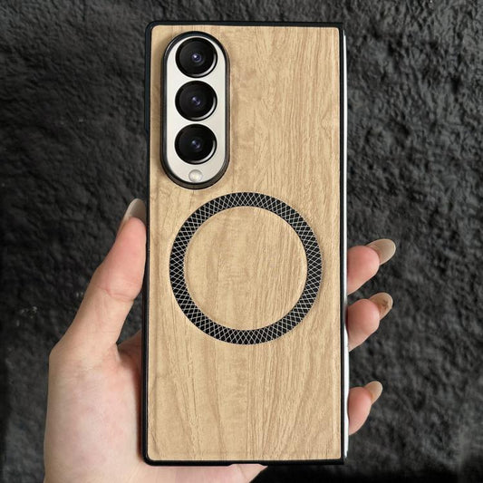 Wood Grain Magnetic PC Shockproof Phone Case, For Galaxy Z Fold3 5G