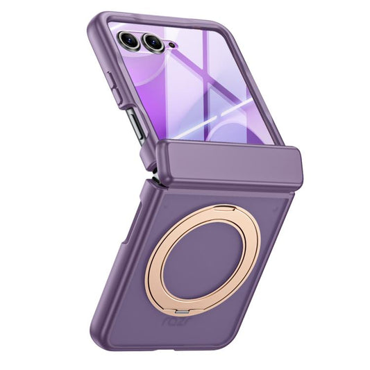 Semi-transparent Frosted Hinge Integrated Film 360 Magnetic Ring Holder Phone Case, For Motorola Razr 70+ / 60 Pro / 50 Ultra, For Motorola Razr 70 / 60 / 50