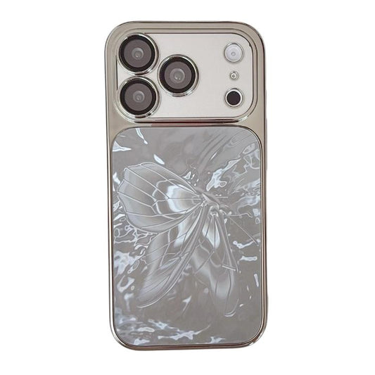 Butterfly Pattern Electroplated PC + Glass Phone Case, For iPhone 17 Pro Max, For iPhone 17 Pro, For iPhone 17, For iPhone 16 Pro Max