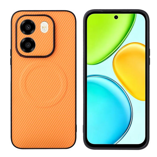 Precise Cutout Carbon Fiber Texture Vegan Leather Phone Case, For Honor 600 Global, For Honor 600 Lite Global, For Honor X6d / Play 60A, For Honor X8d 4G, For Honor X70i, For Honor X8c 4G  