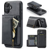 Fierre Shann Oil Wax Vegan Leather Magnetic Card Holder Back Phone Case, For iPhone 16, For iPhone 15 Pro Max, For iPhone 15 Pro, For iPhone 15 Plus / 14 Plus  
