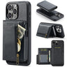 Fierre Shann Oil Wax Vegan Leather Magnetic Card Holder Back Phone Case, For iPhone 13 Pro Max, For iPhone 13 Pro, For iPhone 12 / 12 Pro, For iPhone 12 Pro Max  