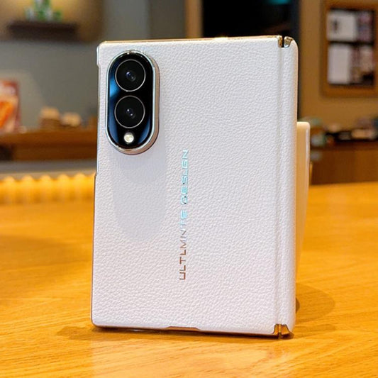 Electroplate Dual-Hinge Litchi Texture Phone Case, For Galaxy Z Fold8 5G, For Galaxy Z Fold8 Ultra 5G, For Galaxy Z Fold7 / W26  