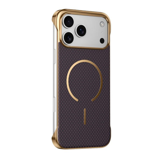 Borderless Kevlar Texture Electroplated Magnetic Phone Case, For iPhone 17 Pro Max, For iPhone 17 Pro, For iPhone 17, For iPhone Air  