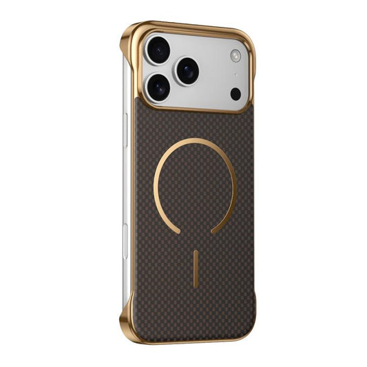 Borderless Kevlar Texture Electroplated Magnetic Phone Case, For iPhone 17 Pro Max, For iPhone 17 Pro, For iPhone 17, For iPhone Air  