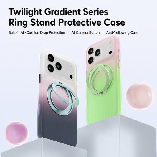 Twilight Gradient 360 rotation Holder Magnetic Phone Case, For iPhone 18 Pro, For iPhone 18 Pro Max, For iPhone 17 Pro Max, For iPhone 17 Pro  