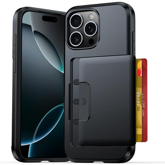Sliding Card Slot PC Hybrid TPU Phone Case, For iPhone 16 Pro Max, For iPhone 15 Pro Max, For iPhone 15 Plus / 14 Plus  