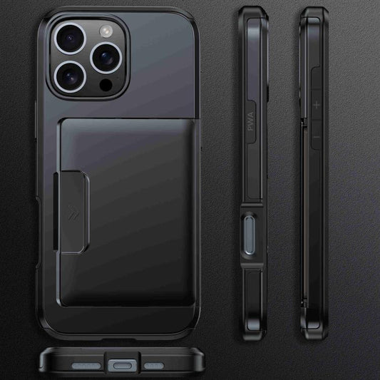 Sliding Card Slot PC Hybrid TPU Phone Case, For iPhone 16 Pro Max, For iPhone 15 Pro Max, For iPhone 15 Plus / 14 Plus  