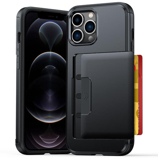 Sliding Card Slot PC Hybrid TPU Phone Case, For iPhone 13 Pro Max / 12 Pro Max  