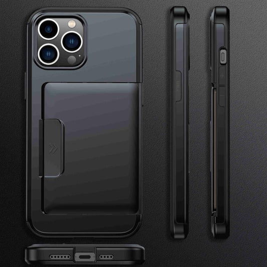 Sliding Card Slot PC Hybrid TPU Phone Case, For iPhone 13 Pro Max / 12 Pro Max  