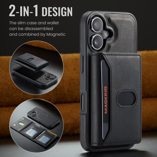MAGKING K5 Series RFID Tri-fold Card Bag Detachable Magnetic Phone Case, For iPhone 18, For iPhone 18 Pro, For iPhone 18 Pro Max  
