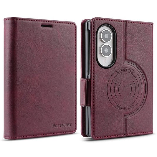 Forwenw F10 Dual-side Buckle Magnetic Vegan Leather Phone Case, For Galaxy Z Fold8 5G, For Galaxy Z Fold8 Ultra 5G, For Galaxy Z Fold7 5G, For Galaxy Z Fold6, For Galaxy Z Fold5, For Galaxy Z Fold4  