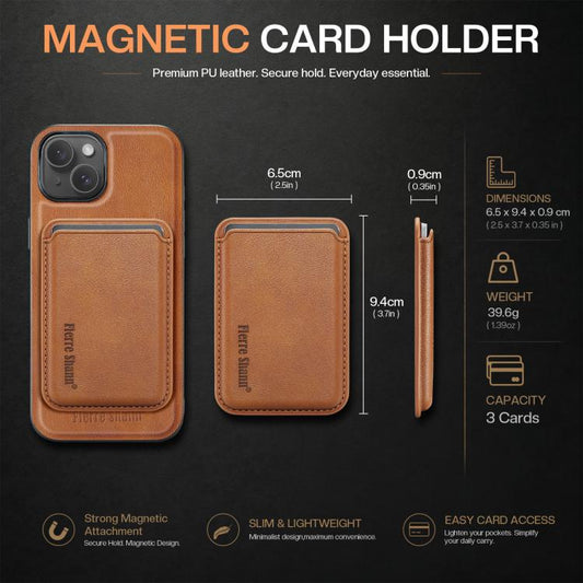 Fierre Shann Oil Wax Vegan Leather Magnetic Card Holder Phone Case, For iPhone 15, For iPhone 14 / 13, For iPhone 14 Pro, For iPhone 14 Pro Max  