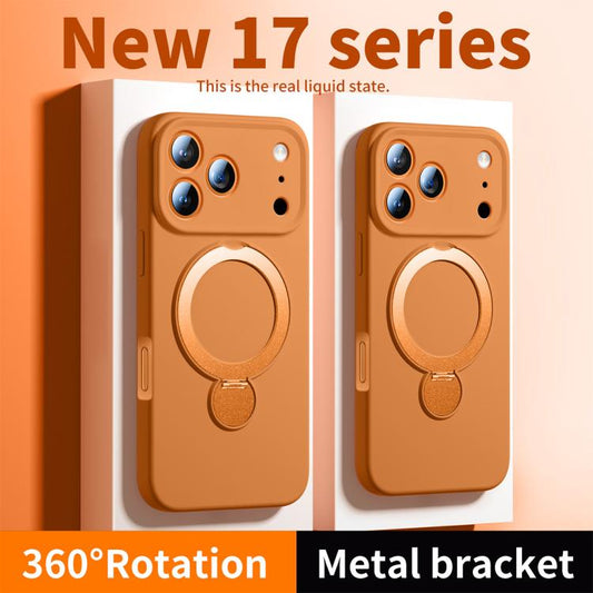 Liquid Silicone 360 Rotating Holder Magnetic Phone Case, For iPhone 17 Pro Max, For iPhone 17 Pro  