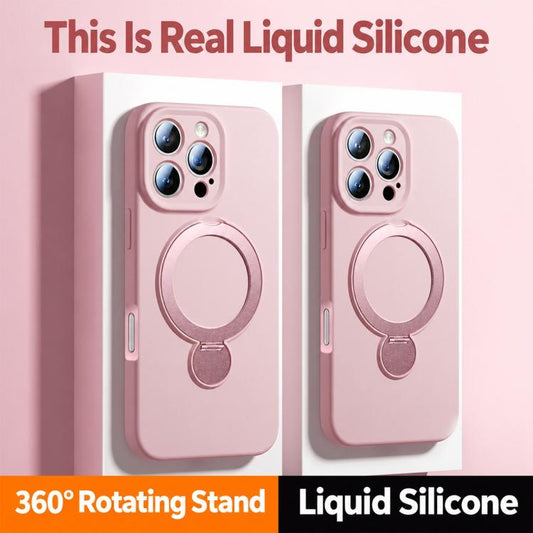 Liquid Silicone 360 Rotating Holder Magnetic Phone Case, For iPhone 14 Pro, For iPhone 14 Pro Max  