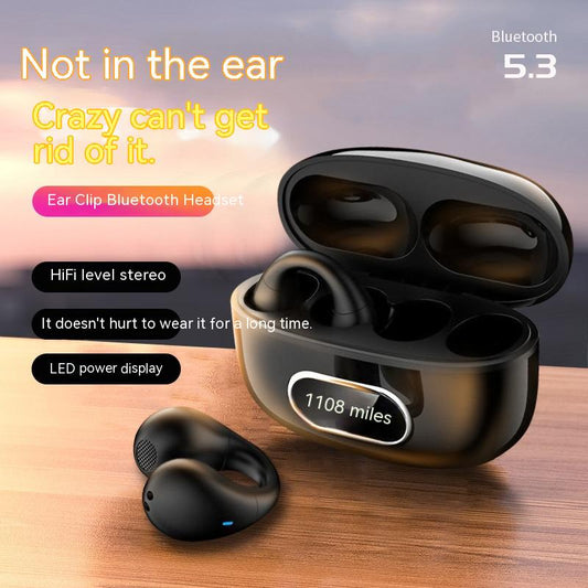 Ear-clip Real Wireless Digital Display Stereo Charging Warehouse Bluetooth Headset  