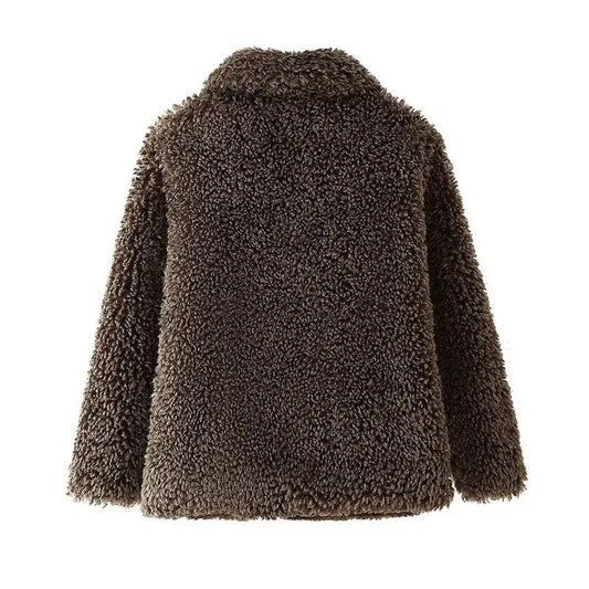 European and American style women's fashion temperament artificial fur effect coat jacket  