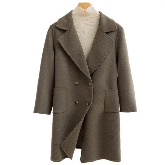 Fashion Double Breasted Woolen Coat Women  