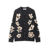 Flower jacquard knitted loose jacket  