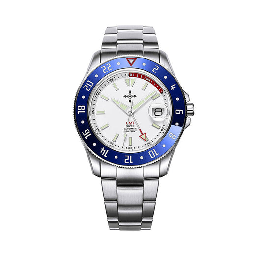 GMT Luminous Waterproof Sapphire Glass Stainless Steel Men's Watch  