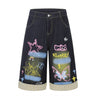 Hand drawn graffiti denim shorts  