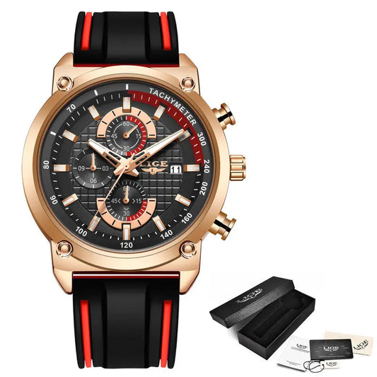 LIGE New Creative Design Blue Watches Men Luxury Quartz Wristwatch Stainless Steel Chronograph Sport Men Watch Relogio Masculino 