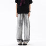 Leather Rayon Denim Pants Men Printed Casual Pants Men Trendy Vintage Retro Long Pants  