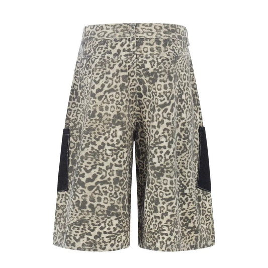 Leopard print workwear shorts  