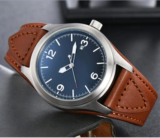Luminous calendar leather strap men's watch luxury Men's  everyday watches Utrano